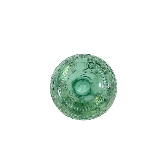 Vintage Oil Decanter - Green Glass Bottle - Fruit Basket Design - W/ Pour Spout - Picture 7 of 8